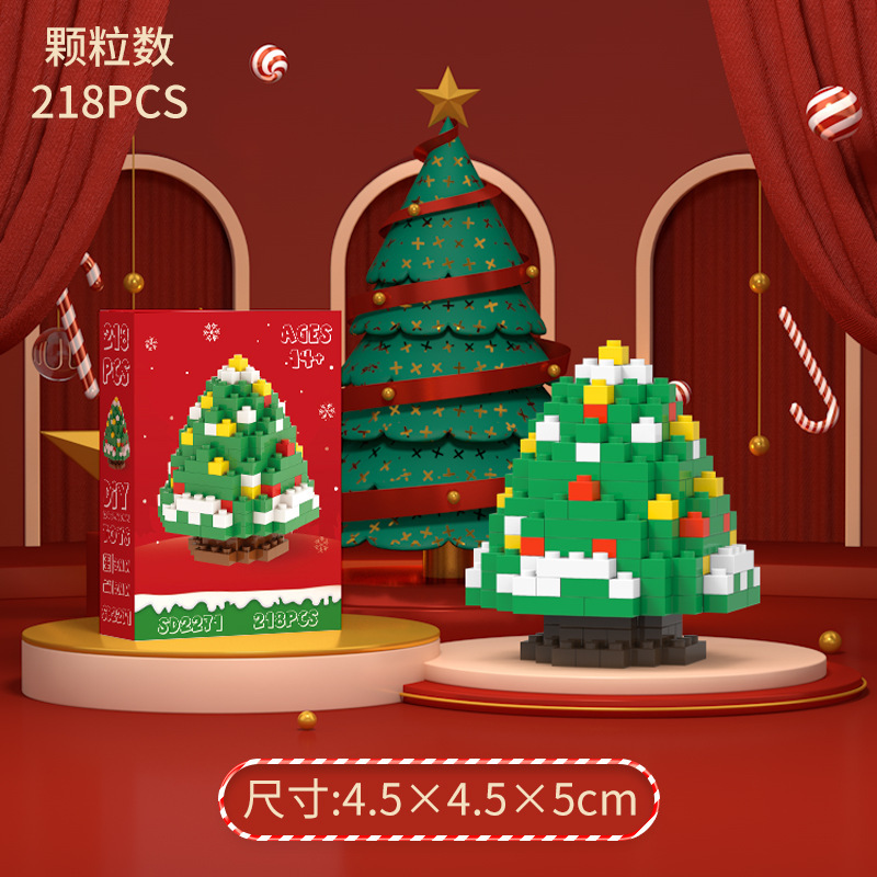Comercio exterior transfronterizo al por mayor regalo de Navidad micropartículas bloques de construcción de diamantes rompecabezas juguetes de montaje árbol de Navidad Papá Noel image 6