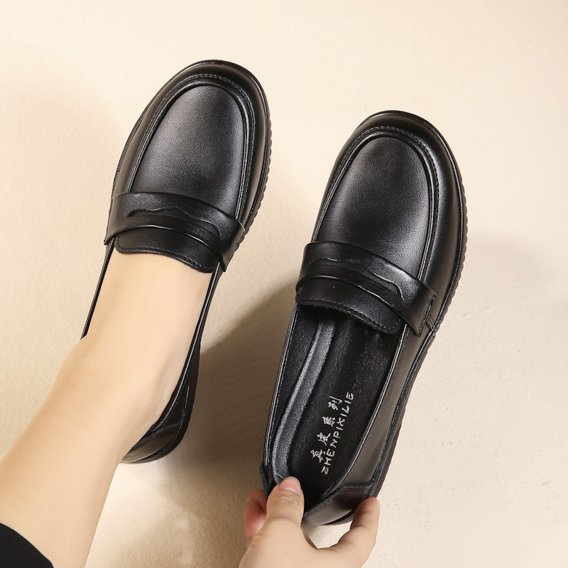 New Spring and Autumn mom shoes genuine leather soft bottom single-layer shoes middle-aged comfortable casual work leather shoes middle-aged and elderly women's shoes