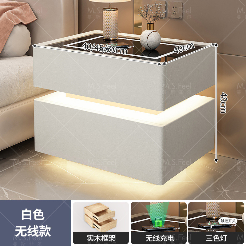 Elegante mesita de noche con luz Internet Celebrity 2023 nuevo dormitorio madera maciza contraseña bloqueo mesita almacenamiento simple moderno