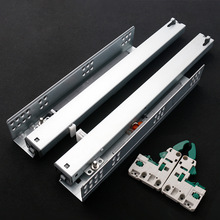 榕辉3D把手款同步三维调节缓冲阻尼三节隐藏式托底滑轨抽屉托底轨