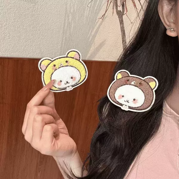 Cute and easy-to-use Rilakkuma-themed hair stickers, featuring a self-deprecating bear cartoon animal design, and a seamless fringe sticker, perfect as a gift for kindergarten students and girls