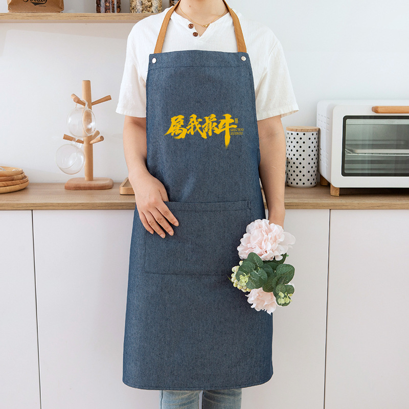Impreso anti-fouling y a prueba de aceite de cocina para el hogar delantal de moda para el hogar de estilo japonés gran ropa de trabajo para mujeres adultas logotipo personalizado