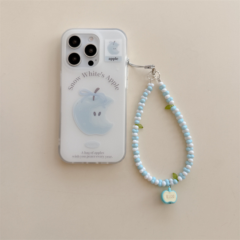 Simple, pequeño, fresco, azul, Apple, para iPhone16, funda para teléfono móvil 15ProMax cadena 14/13 nuevo 16Pro