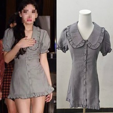 长期现货2025夏jennie同款甜辣格子娃娃领收腰千鸟格连衣裙女辣妹