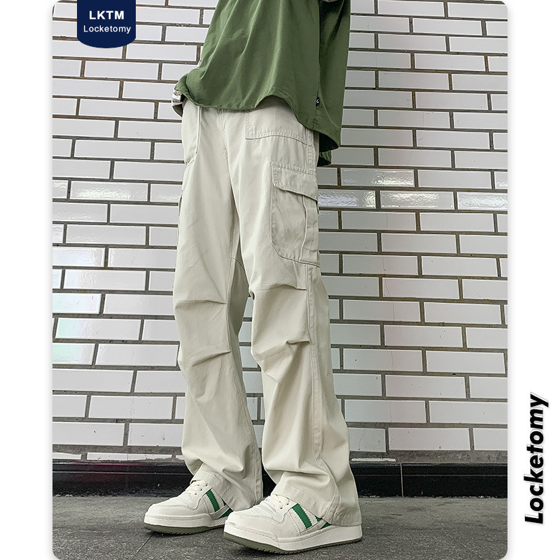 LKTM Men's Wear # Summer Thin Style American High Street Paracaidista Umbrella Pantalones rectos sueltos de pierna ancha de marca de moda para hombres