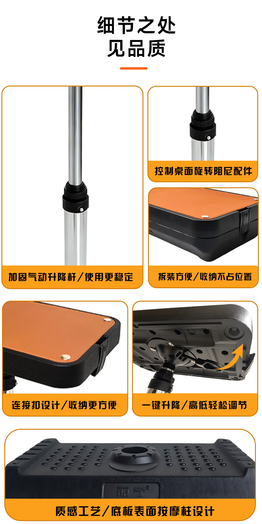 Car-mounted foldable computer table, rear seat study table, dining table, business car adjustable BN-G03 mini pneumatic table