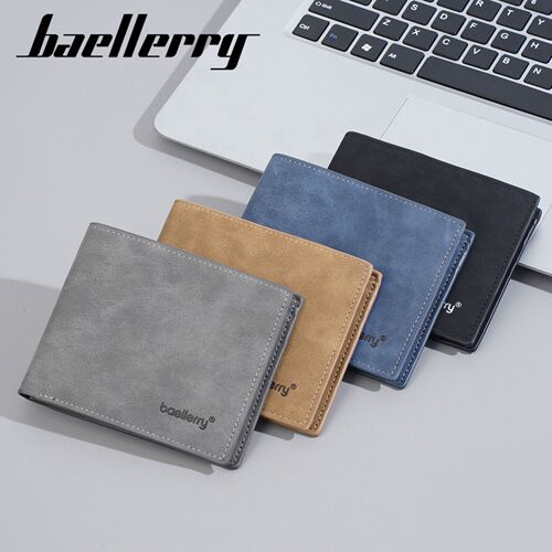 New men's short wallet baellerry cross-border minimalist multi-card slot two-fold money clip horizontal open-top ticket holder