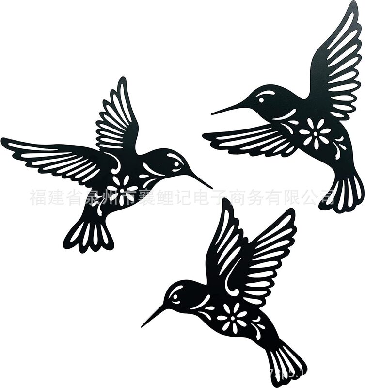 Cross-border hummingbird Rose Tree Wall silhouette living room bedroom bathroom kitchen terrace pendant metal crafts