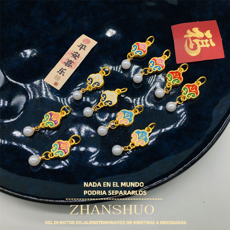 High Color Retention New DIY Ancient Sand Gold Auspicious Cloud Pendant Bracelet Necklace Zinc Alloy Matte Gold Jewelry