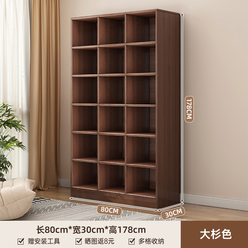 Estante de madera sólida estante de esquina estante de almacenamiento integrado gabinete de rejilla de almacenamiento de nuez estante de pared de estudiantes