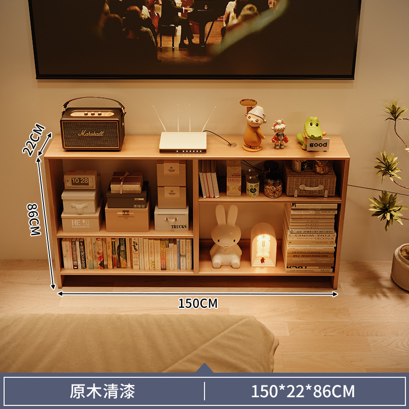 Estante de pared de televisión contra la pared todo el gabinete estrecho de madera sólida debajo del proyector para colocar la caja de decodificación del router estante largo
