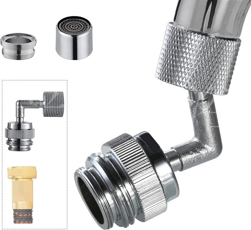North America 720 degree rotating garden hose adapter with aerator brass large angle faucet adapter