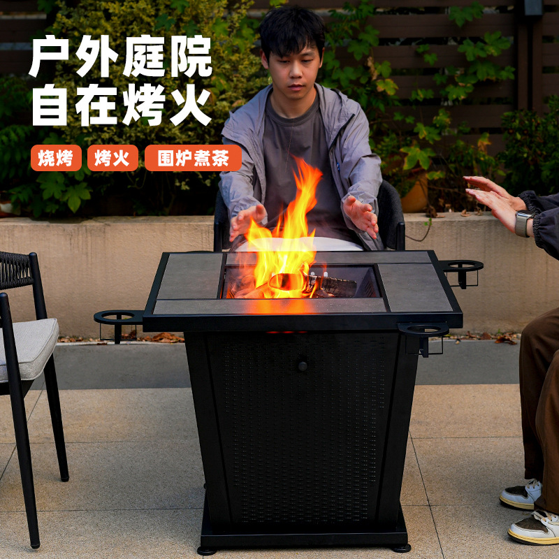 Jardín al aire libre patio horno de barbacoa de carbón leña tabla de barbacoa doméstica parrilla horno de carbón asado acero inoxidable BBQ