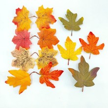 仿真枫叶加拿大枫叶 感恩节装饰秋色叶子仿真假树叶秋季黄色叶子