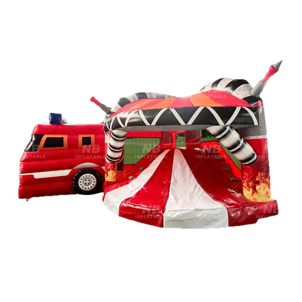 Gran camión de bomberos inflables combatiente casa rebotante combinación infantil inflables castillo de jumping cama parque de atracciones
