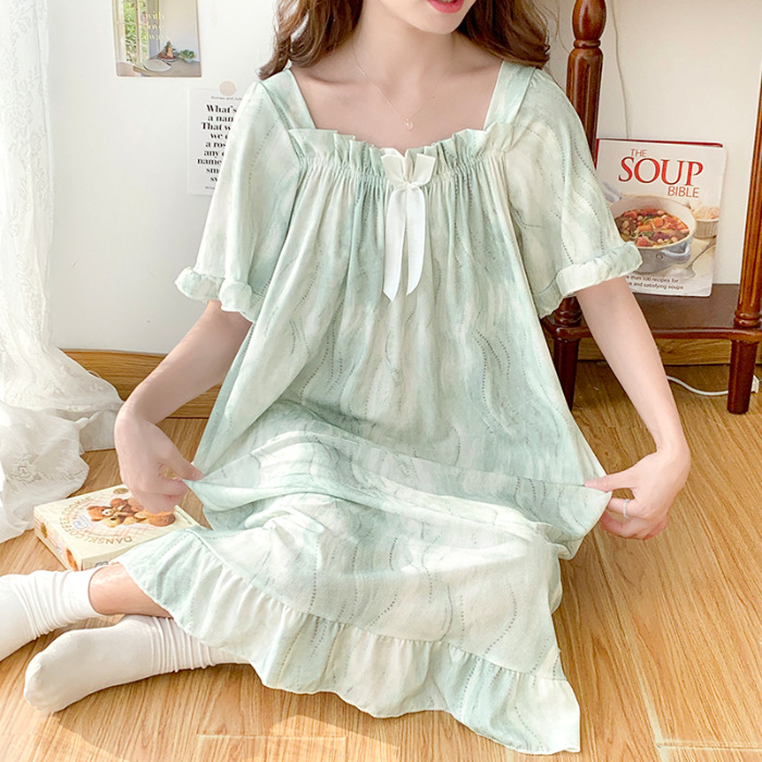 Pijama de hilo de seda de hielo de Mickey japonés, camisón largo suelto de manga corta de verano para mujer, talla grande 200 kg servicio a domicilio