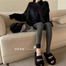加绒加厚灰色打底裤女夏季外穿2025新款连脚裤袜修身秋冬踩脚裤子
