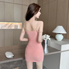 Low cut V-neck short skirt with suspender and open backpack buttocks dress