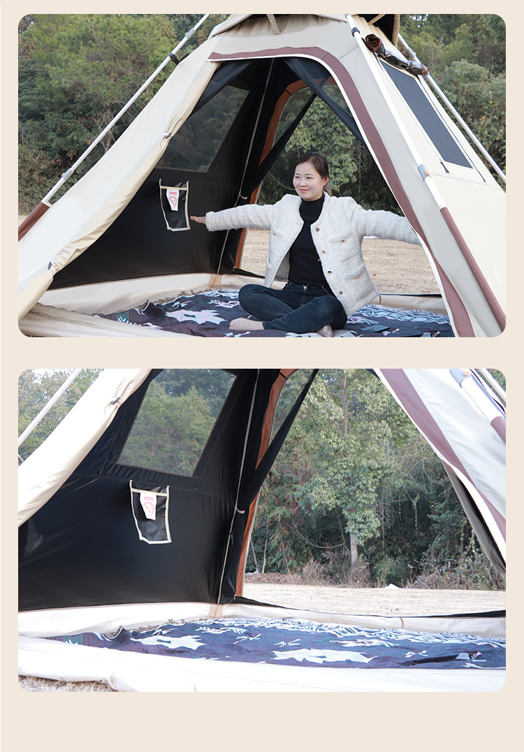 Original Wolf Outdoor Indian Pyramid Automatic Outdoor Portable Camping Thickened Rainproof Camping Tent