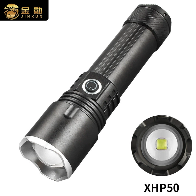 Фонарь P50 с USB-зарядкой, зумом, дальним лучом, высокой мощностью, для наружного освещения, из алюминиевого сплава, светодиодный.