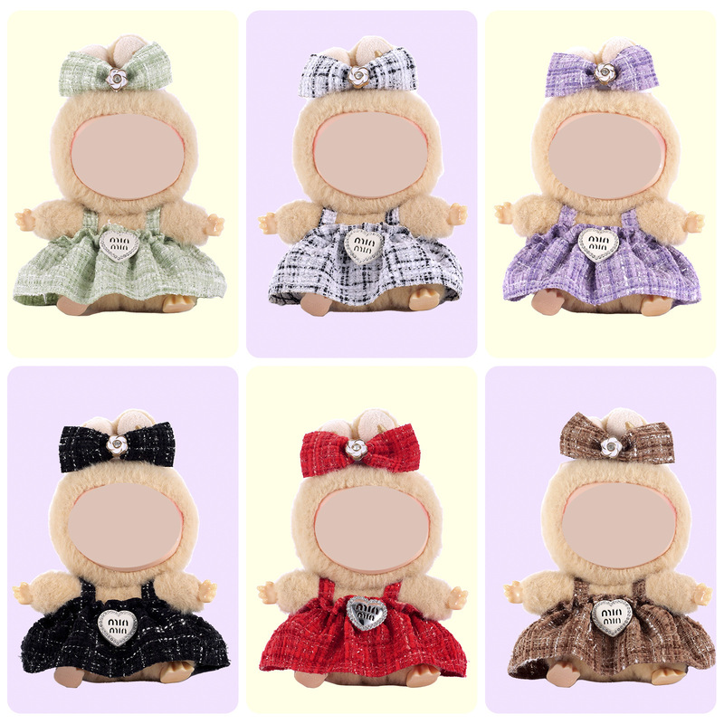 衣類のみ 1、2、3 世代のラブ服ペンダント、座れないベビー服、8 チェック柄オーバーオール セット|undefined