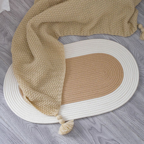 Cotton thread floor mats, bedroom and bathroom front door absorbent non-slip floor mats living room entrance household oval absorbent mat Japanese style