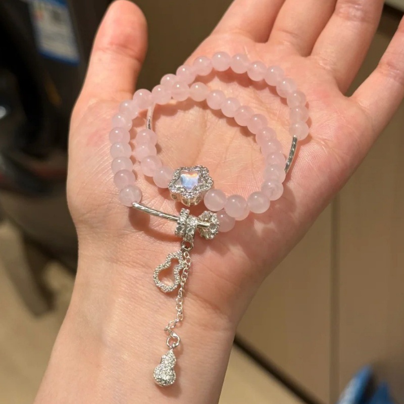 Pengranxingdong 2025 新しい天然ピンククリスタルブレスレット女性の美白ファッションライト高級ハイエンドブレスレット卸売|undefined
