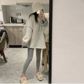 春冬新款宽松白色羊羔毛卫衣女加绒加厚宽松慵懒风温柔软糯系外套