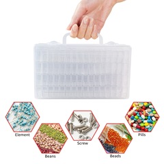 64-Compartment Jewelry Box, Multi-Function Accessory Box, Nail Drill Box, Storage Box, Multi-Section Sorting Transparent Plastic Box