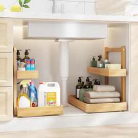 木制收纳架桌面化妆品杂物支架两层浴室洗漱用品家用整理置物架子