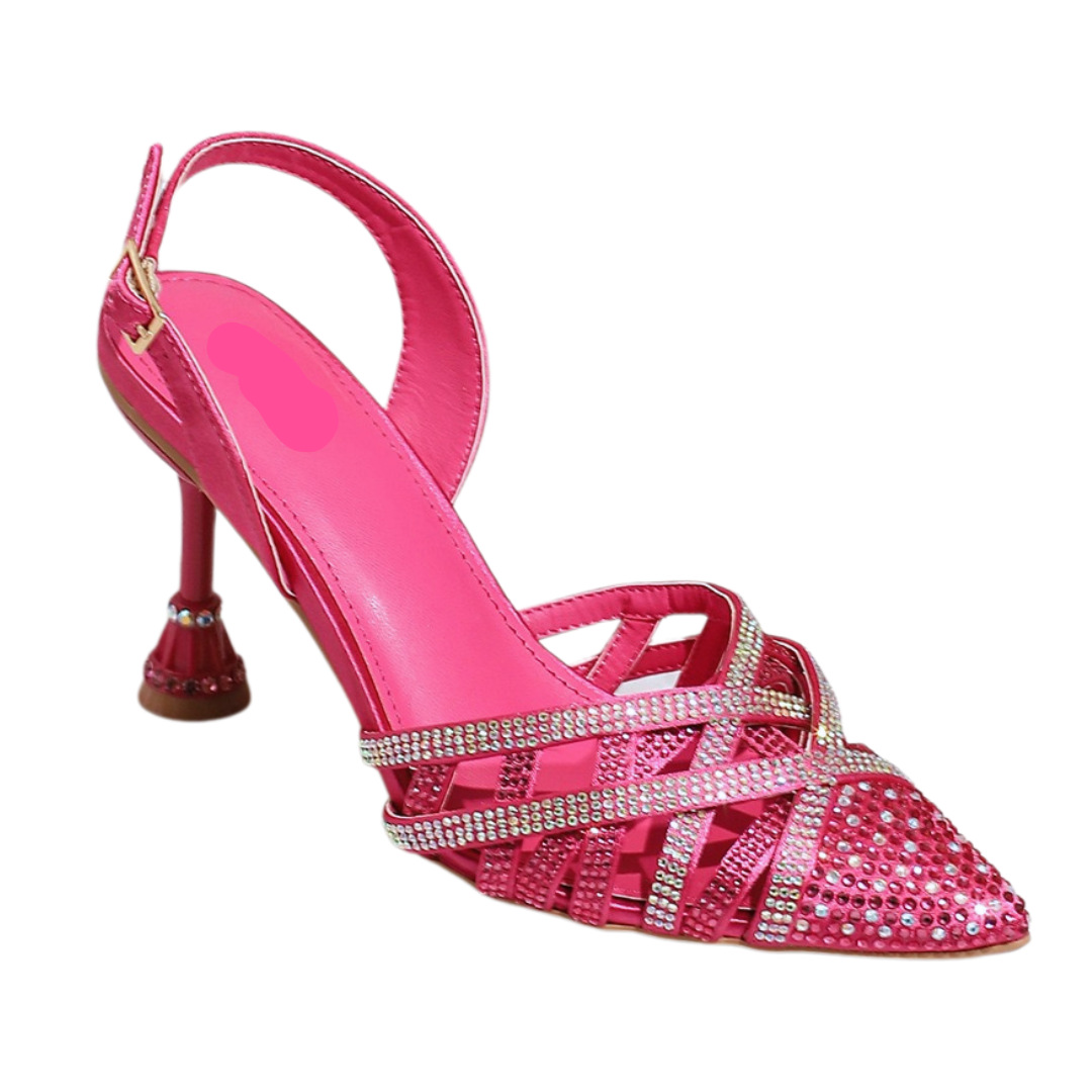 Selección estricta de zapatos de diseño italiano, nuevas sandalias de tacón alto, banquete de boda, zapatos de mujer de diamante de punta