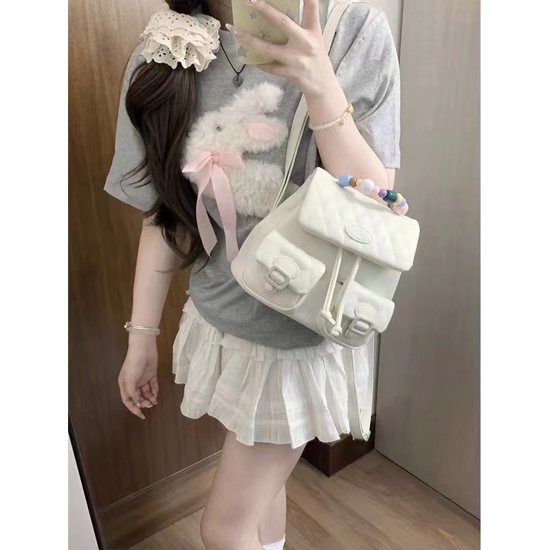2024 summer new cute girl macaron lightweight and versatile lazy style small backpack_voghion.com