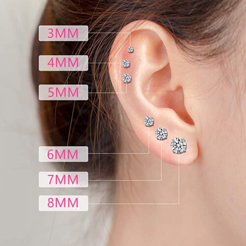 Wholesale Foreign Trade Crown Stainless Steel Zircon Earrings, Six-Pin Small Stud Earrings, Titanium Steel Ear Bone Pins – Trendy Women’s Accessories