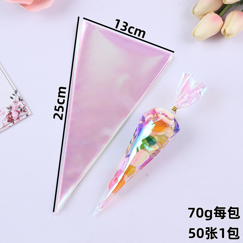 En stock bolsa de triángulo OPP bolsa de embalaje de caramelo de triángulo transparente bolsa de embalaje de palomitas de maíz de cono de helado 50 image 8