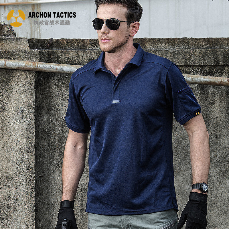 Consul lapel short sleeve multi-functional quick-drying T-shirt outdoor men's sports sweat-wicking quick-drying clothes stretch tactical T-shirt