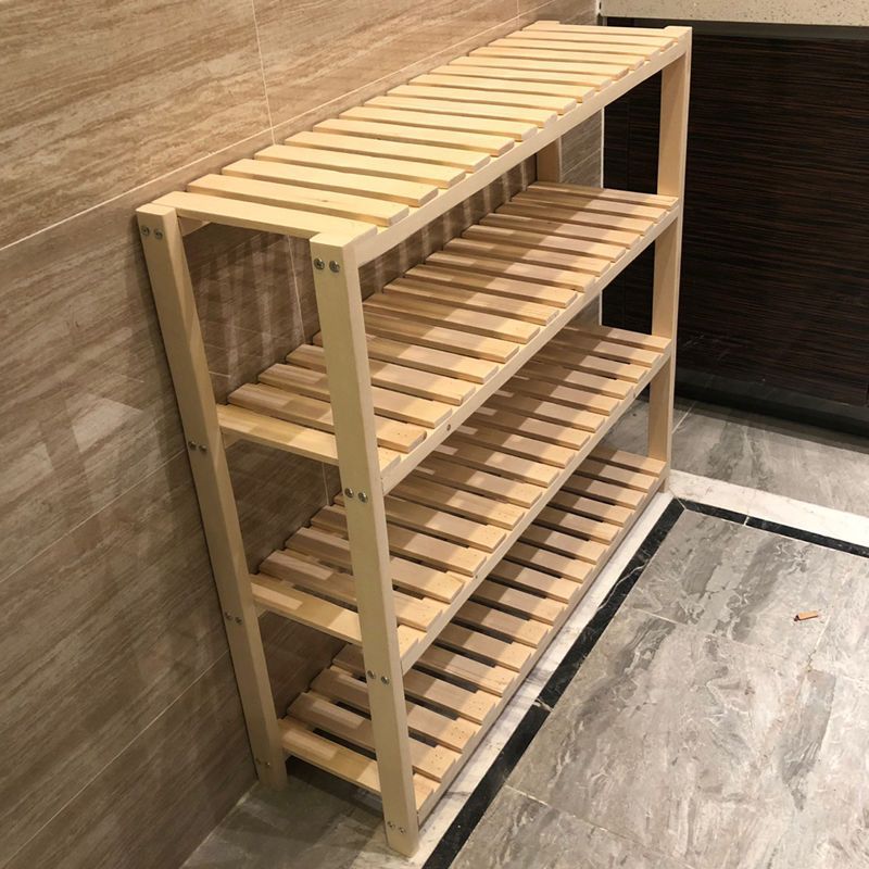 Solid Wood Simple Rib Storage Rack Floor-Standing Flower Rack Living Room Balcony Living Room Multi-Layer Storage Shelf Shoe Rack Bedside Table