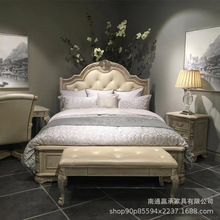 美式乡村实木床双人床1.8米法式公主复古白色做旧欧式雕花大床