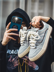 三次硫化高品質男鞋港風男生休閒板鞋小眾設計麵包鞋男鞋子潮鞋