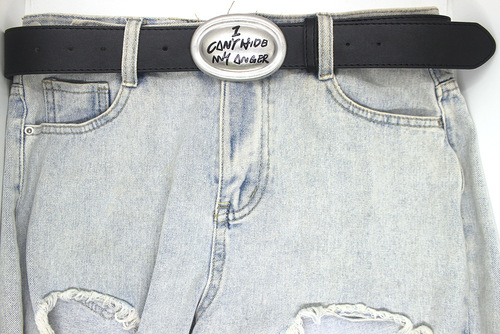 Trendy New Oval English Plate Buckle Belt Women's Jeans Skirt Accessories Fashion Versatile Personalized Belt Factory