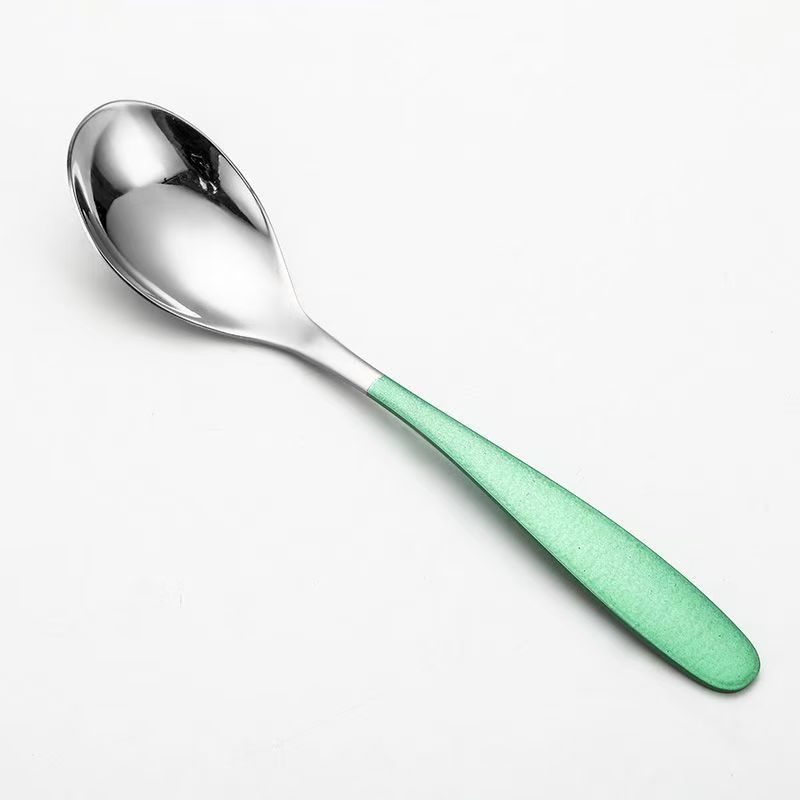 Cuchara ovalada de acero inoxidable Cuchara de postre de color creativo Cuchara de café de celebridades de Internet de alto valor Cuchara de comida de restaurante en casa