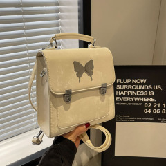 高級感休閒雙肩包女2024新款蝴蝶時尚單肩包學院風韓版手提小方包