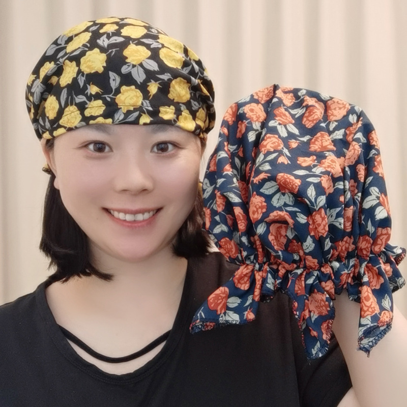 小版包头帽女洋气玫瑰花直播爆款秋冬季帽子飘带帽遮白跨境外贸|undefined