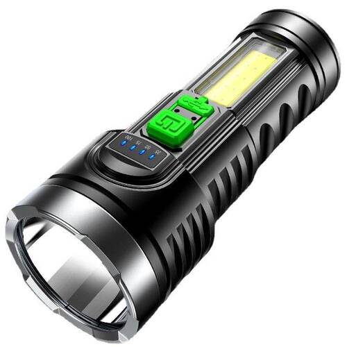 ABS bright flashlight 822 multifunctional COB power display USB charging household outdoor lighting bright flashlight
