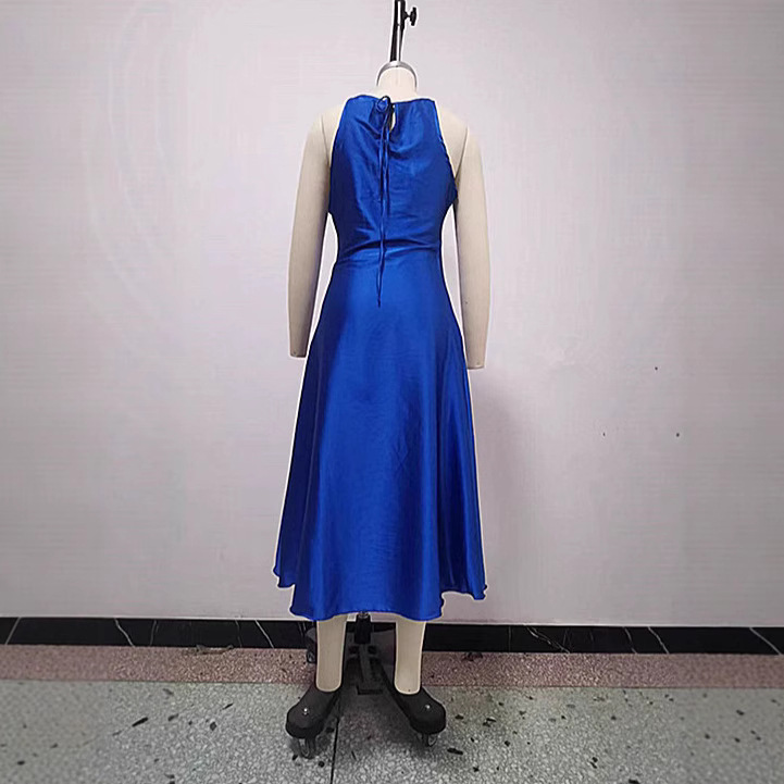 Summer Fashion Women's V-Neck Sleeveless Dress Sexy Suspender Waist Cinching Design Casual Dress_ecoleips.com