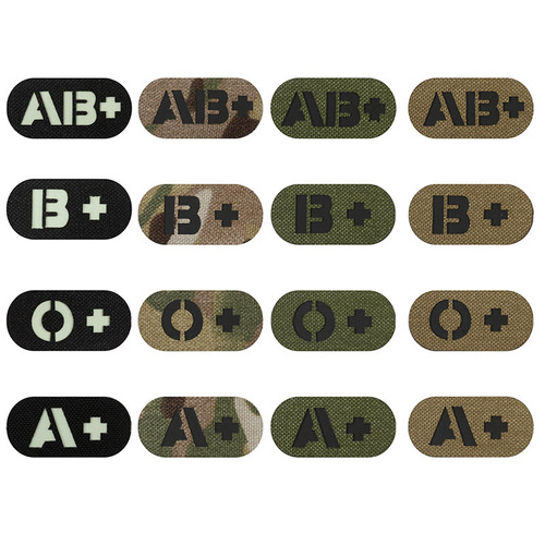IR Reflective A+ B+ AB+ O+ Mini Blood Type Velcro 5*2.5CM First Aid Kit Stamp Tactical Morale