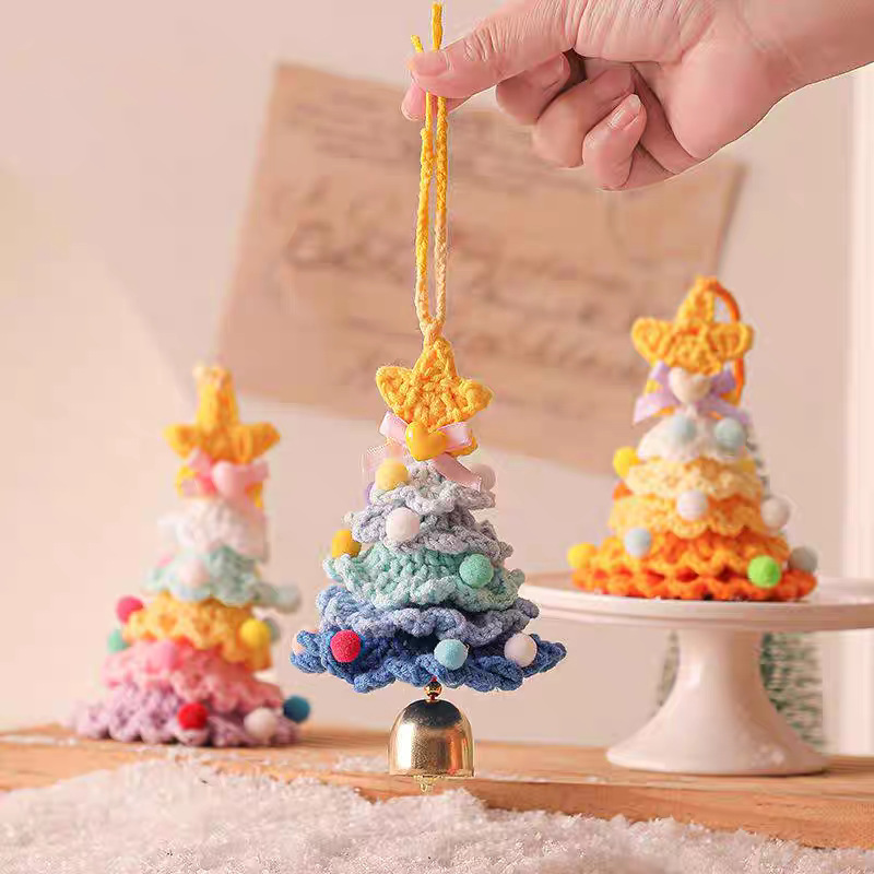 爆款圣诞节Christmas tree车挂件圣诞树毛线手工钩织礼物创意挂件|undefined