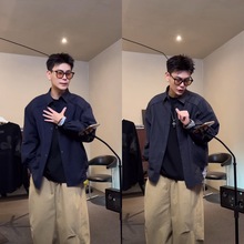 高品质男士休闲百搭商务休闲简约高级感宽松舒适潮流痞帅衬衫外套