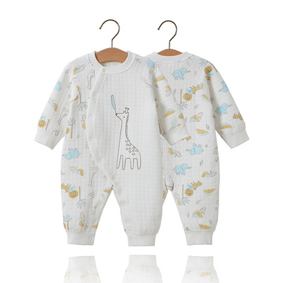 baby clothes pure cotton keep warm Autumn and winter new pattern baby Romper Climbing clothes On behalf of three layers Cotton clip baby one-piece garment