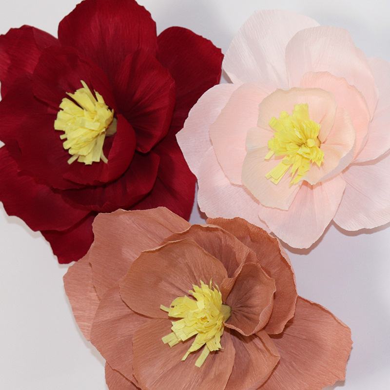 Colorful Wrinkled Curling Paper Three-Dimensional Artificial Flowers for Store Display, Party Window, Wedding Room, and Birthday Party Decoration