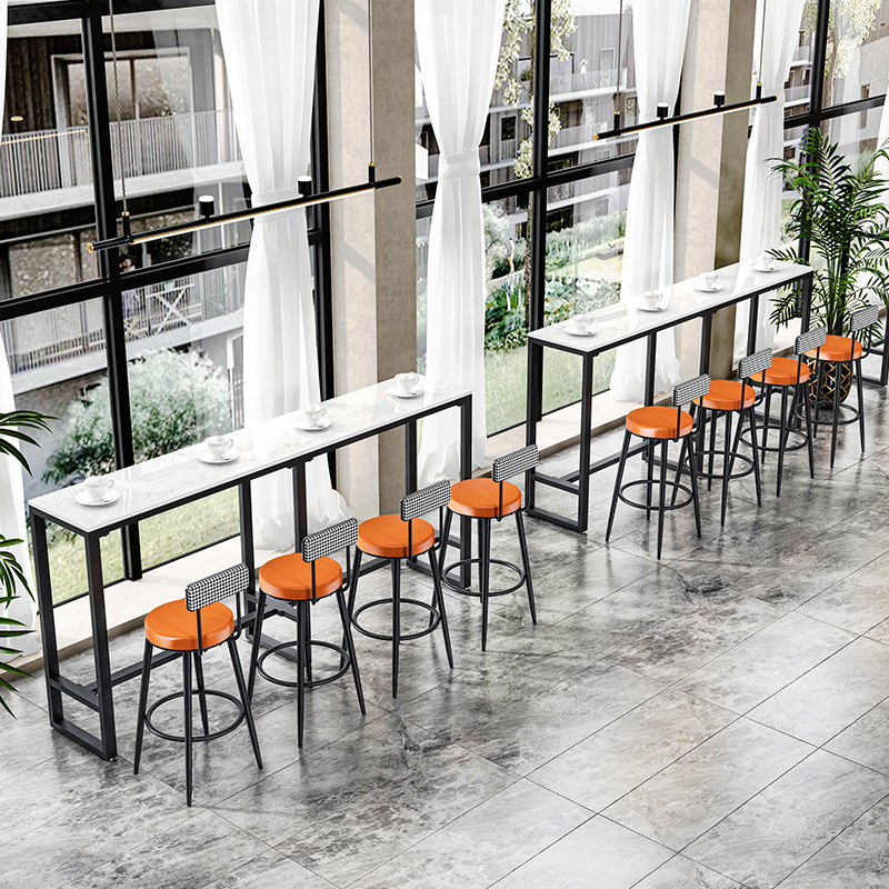Light Luxury Slate Marble Bar Counter Commercial Trendy Milk Tea Shop High-Legged Home Living Room Partition Balcony Long Table W&